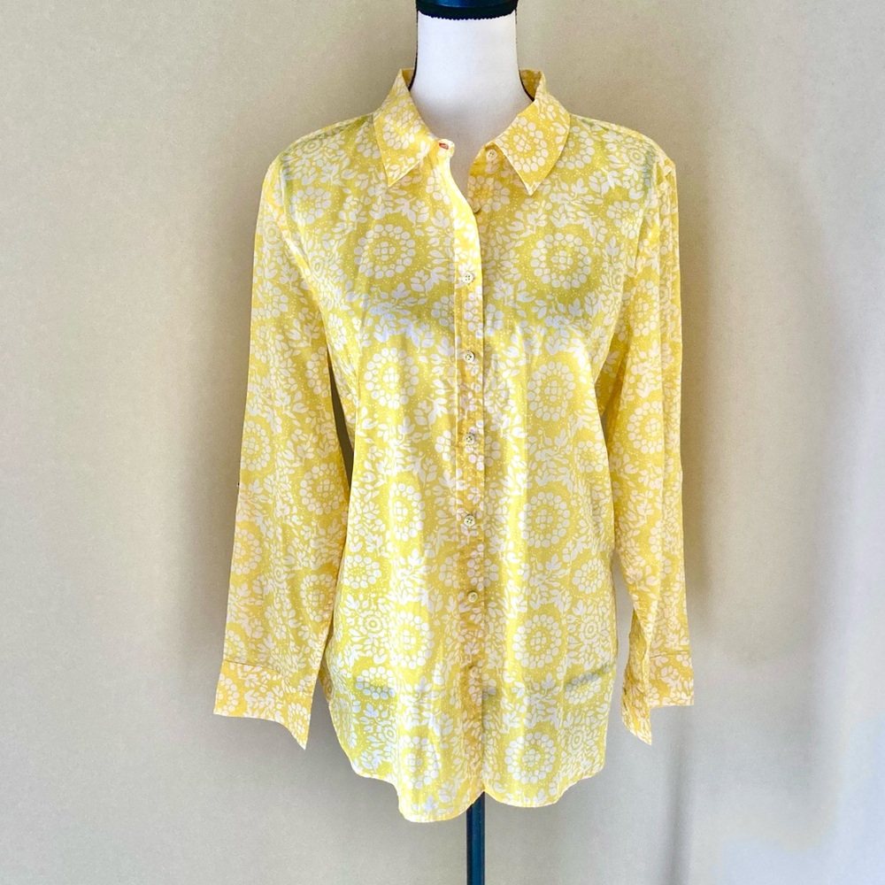 Talbots Floral Long Sleeve Button Down Top Size XL - Picture 3 of 7